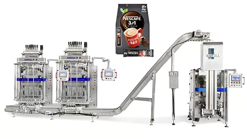 Instant coffee stick counting and repacking