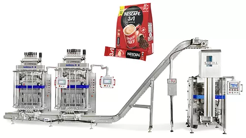 Coffee stick counting repacking into pouch