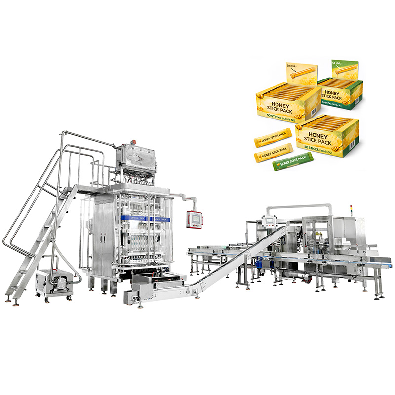 Honey Stick Pack Packaging Line with Ordered Arrangement & Cartoning (50 Sticks per Box)