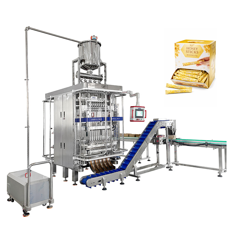 Honey Stick Packaging Line Application (Bulk 100 Sticks Random Cartoning Solution)