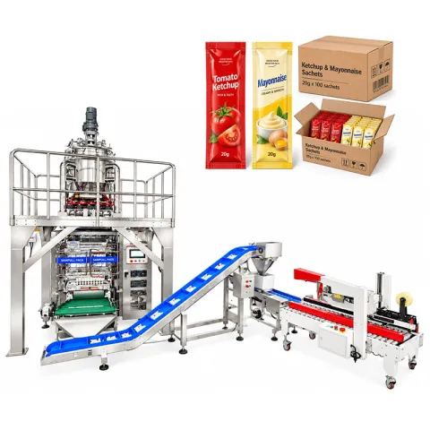 Ten Lane Ketchup & Mayonnaise Sachet Packing and Automatic Cartoning Line for Lebanon
